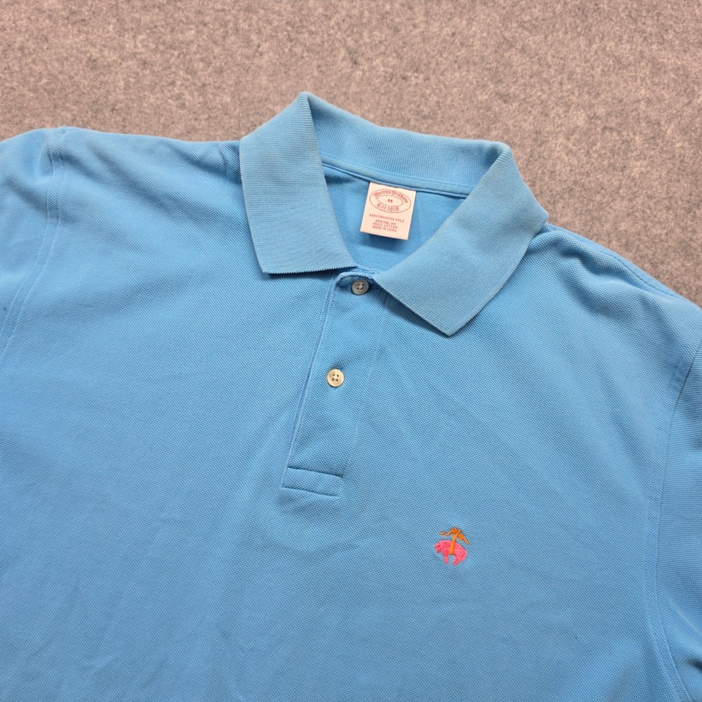 Brooks Brothers Performance Polo Mens Medium Blue Original Fit Cotton Pique